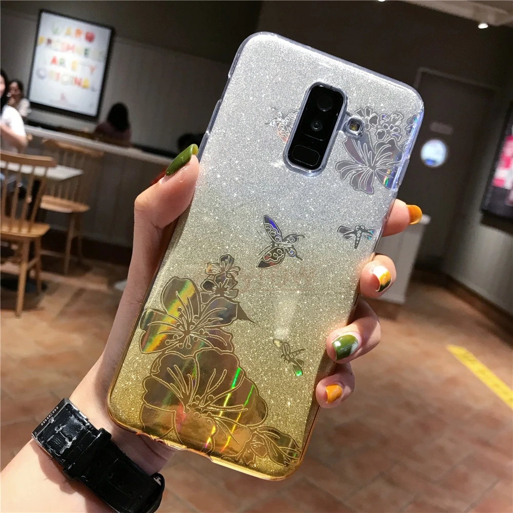 Градиент Buterfly Цветок Блестящий чехол для Meizu 15 M6T M6S M5S M5C M6 M5 Note M3 U20 U10 MX6 Pro 6 Чехол Мягкий ТПУ телефонные чехлы
