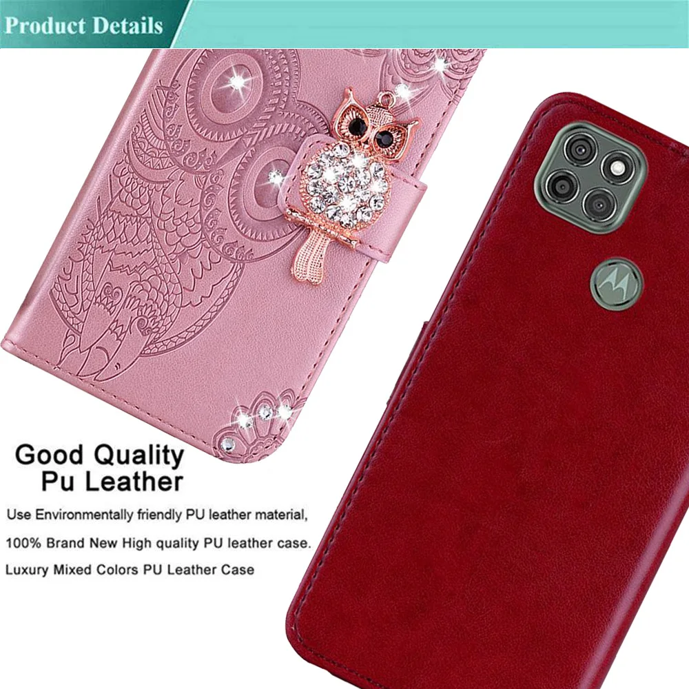 

One Fusion Plus 3D Rhinestone Flip Leather Case For Moto Edge G G9 One Fusion Plus Power 5G Phone Cover Case For Moto G 5G Cover