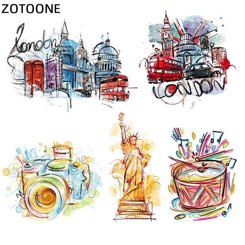 Цветные нашивки ZOTOONE с изображением статуи Свободы Лондона железные переводы для