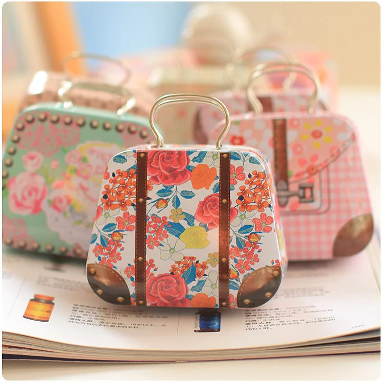 Жестяная для конфет подарочная коробка с цветочной упаковкой сумка рочная