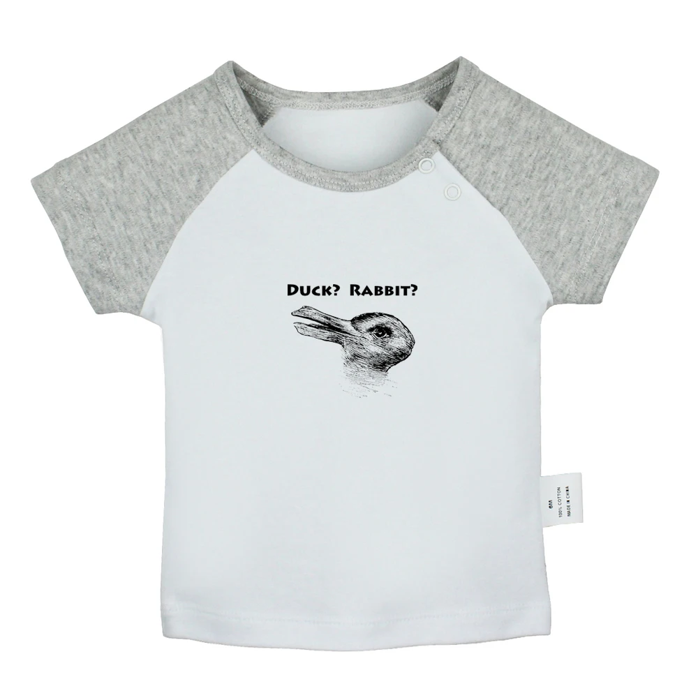 Футболки для новорожденных с изображением кролика и утки рисунок иллюзия топы