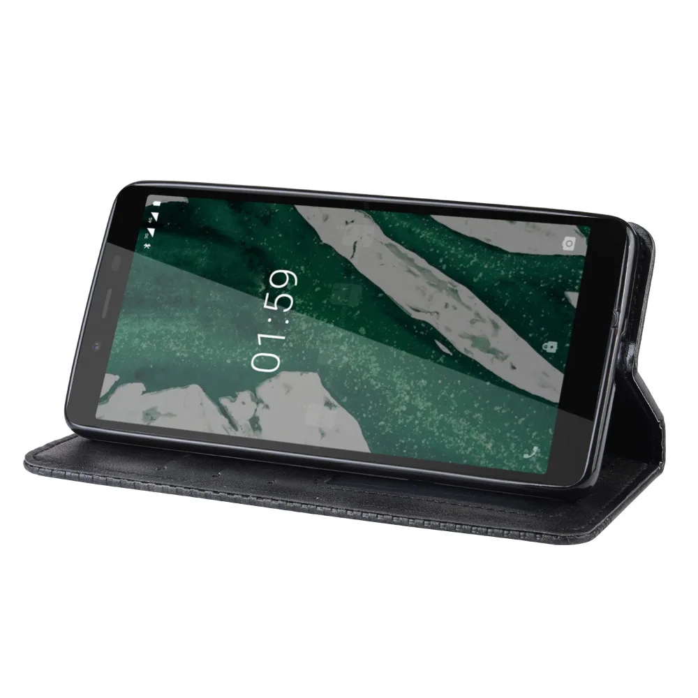 Кожаный чехол-книжка в стиле ретро для Nokia 1 PLUS чехол-кошелек на магните кожаный