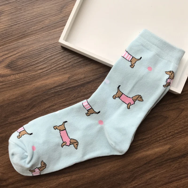 Носки такса милые сумасшедшие носки Роскошные Синие для сосисок женские