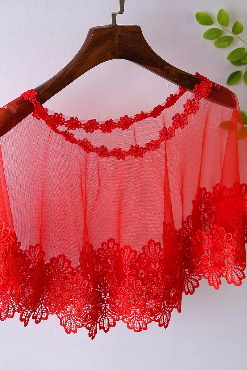 Spring Summer Lace Collar Sunscreen Cloak Neck Shawl Thin Short Coat Jacket Strapless Small Vest Wedding | Дом и сад