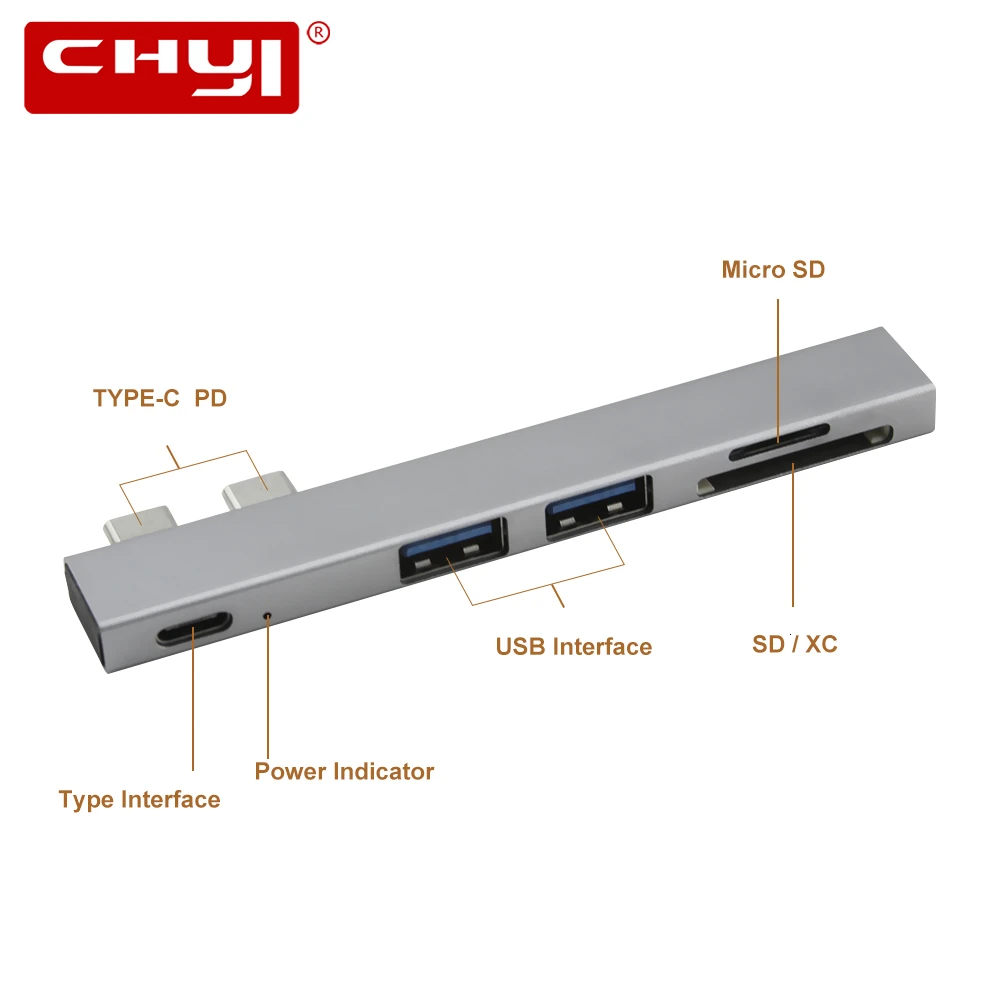 CHYI двойной Usb C концентратор многопортовый беспроводной 2 0 Hab Тип для SD/TF
