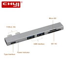 CHYI двойной Usb C концентратор, многопортовый беспроводной Usb 2,0 Hab Тип C для SDTF кардридера, мини-разветвитель, зарядное устройство, адаптер для Macbook Pro