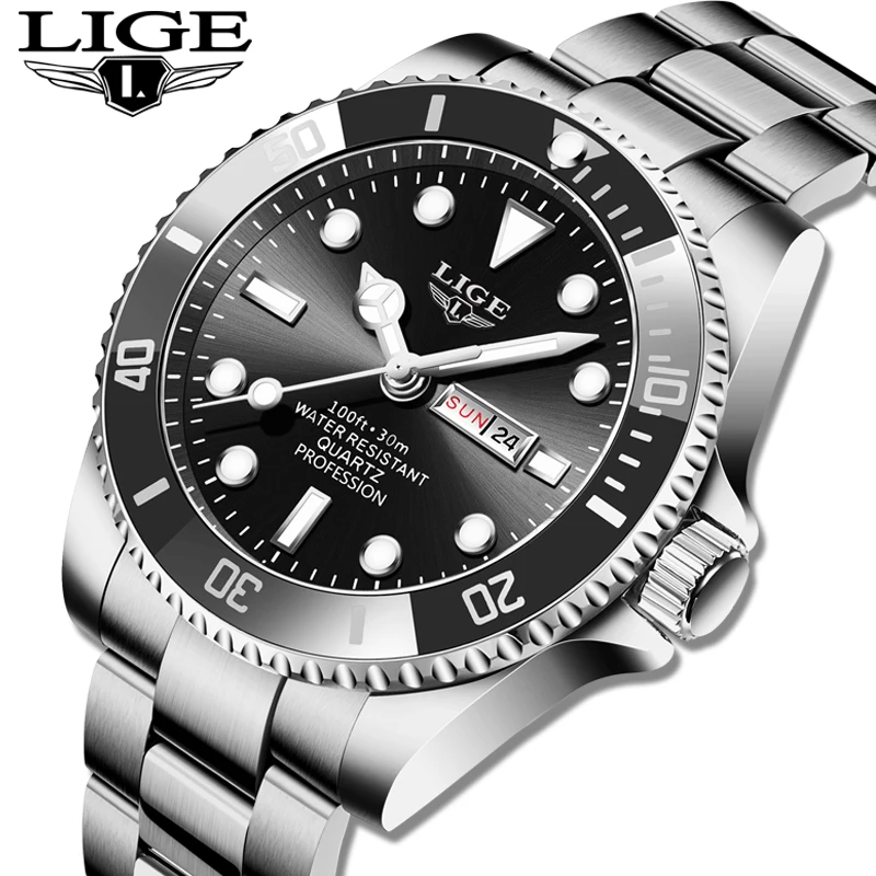 

LIGE 2021 New Mens Watches Top Brand Luxury Fashion Business Watch Men's Stainless Steel Waterproof Wristwatch Relogio Masculino