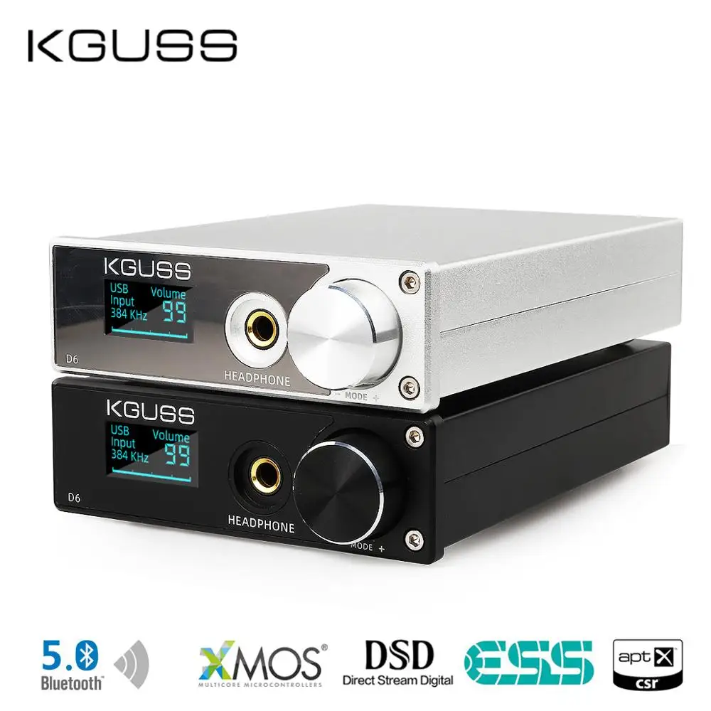 KGUSS D6 USB DAC XMOS ES9018K2M аудио декодер DSD Bluetooth CSR8675 5 0 APT-X усилитель наушников |
