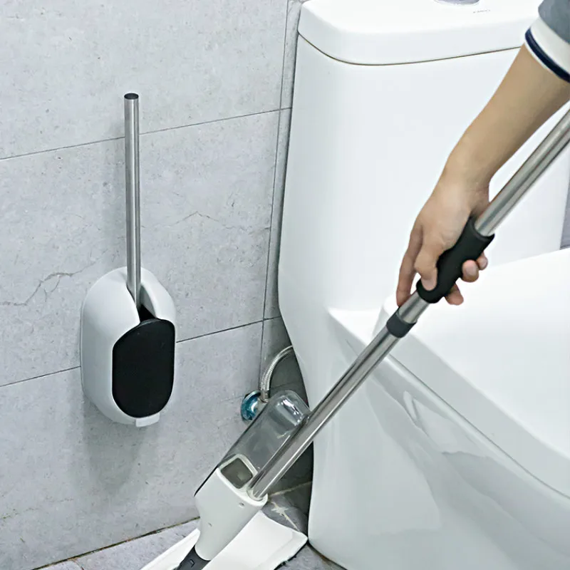 No dead corner wash toilet brush long handle angle soft hair wall-mounted household cleaning kit LB911337 | Обустройство дома