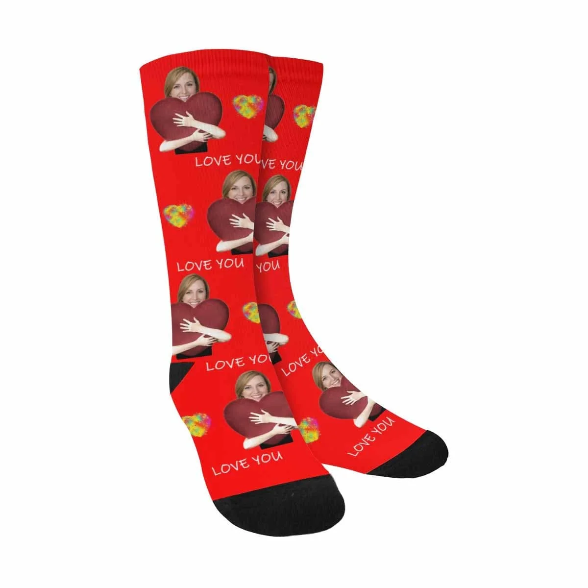 

Custom Face Red Love U Sublimated Crew Socks