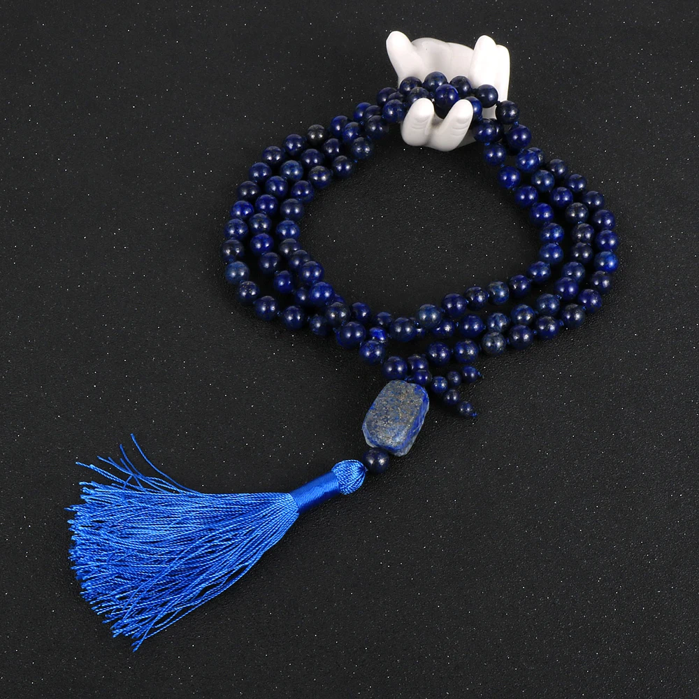 Кулон из натурального камня лазурит 8 мм 108 мужское ожерелье с бусинами