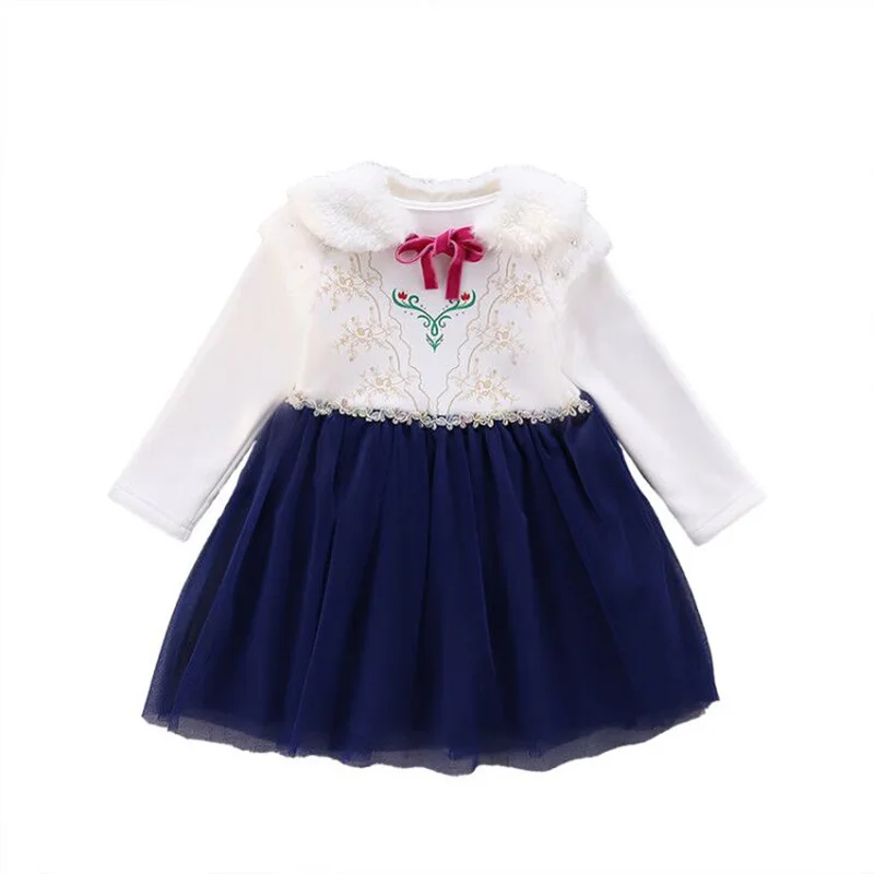 

Dress 2020 Autumn And Winter New Halloween Princess Dress Fur Collar Stitching Girls Dress 2-6 Years Old Elegant Outfits