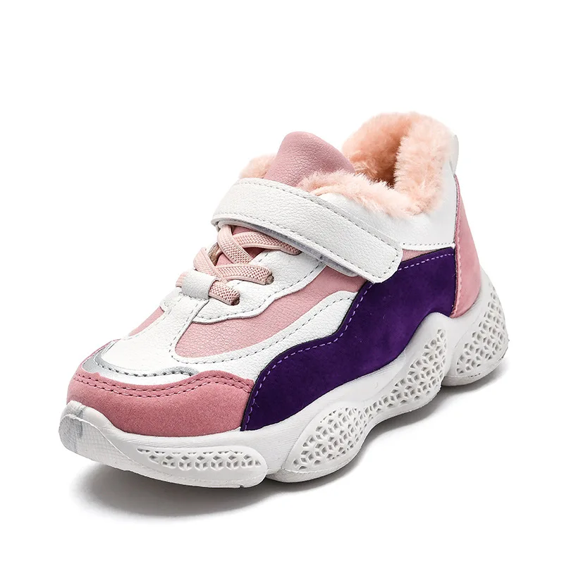 Модная теплая плюшевая спортивная обувь для мальчиков и девочек детская