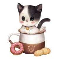 three ratels qc151 sweet kitty series wall stickers for kitchen and dining room coffee shop window decoration