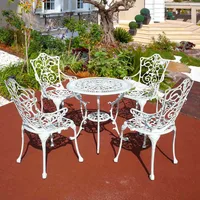 Patio furniture 5-piece set all-weather cast aluminum dining table with 4 chairs high-back arms chairs for garden,poolside Lawn