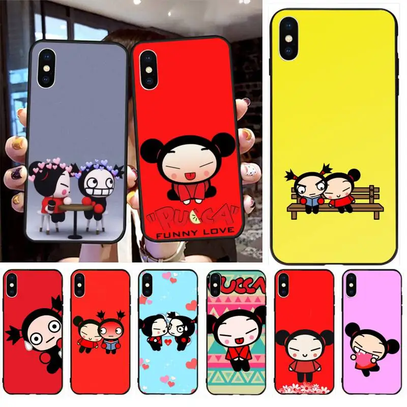 

Cartoon chinese doll pucca and garu Phone Case Silicone Cover for Iphone 5 5s se 6 6s 7 8 11 12 X Xs Xr Pro Plus Max Mini