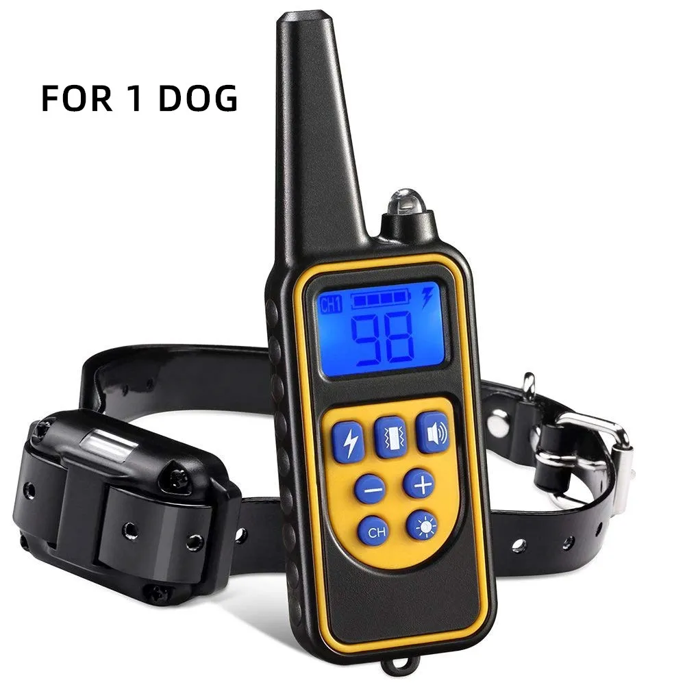 

Электрический ошейник для дрессировки собак, дистанционное управление 800 м, водонепроницаемый перезаряжаемый ошейник с ЖК-дисплеем для все...