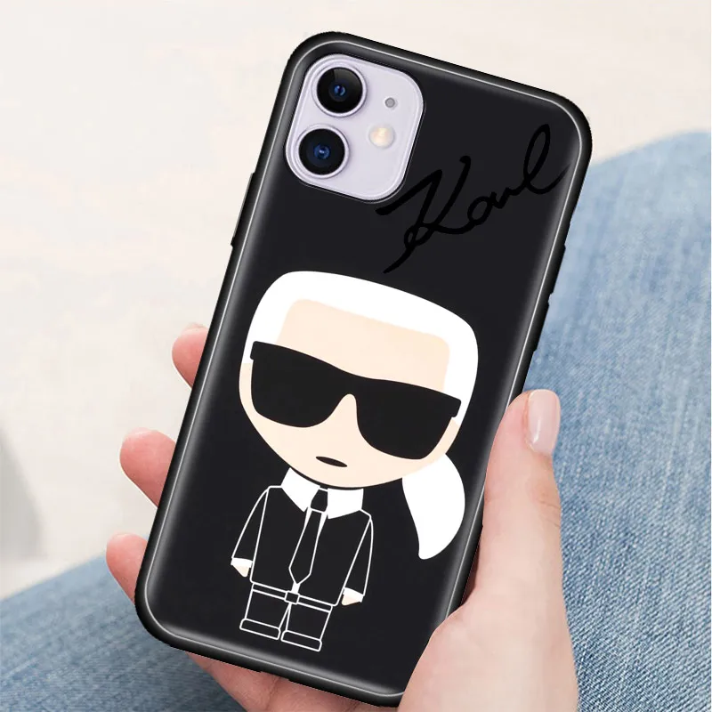 

Lagerfeld-designer luxury brand KARLS Cell Phone Case for iPhone 11 Pro 12 Mini XR X 7 8 6 6S Plus XS Max 5 5S SE 2020 Cover