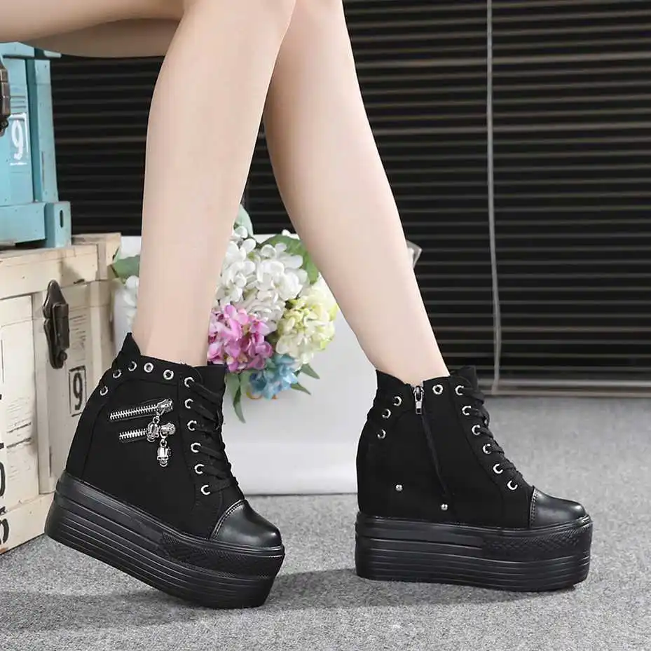 Туфли женские спортивные на танкетке повседневные холщовые лоферы с высокой