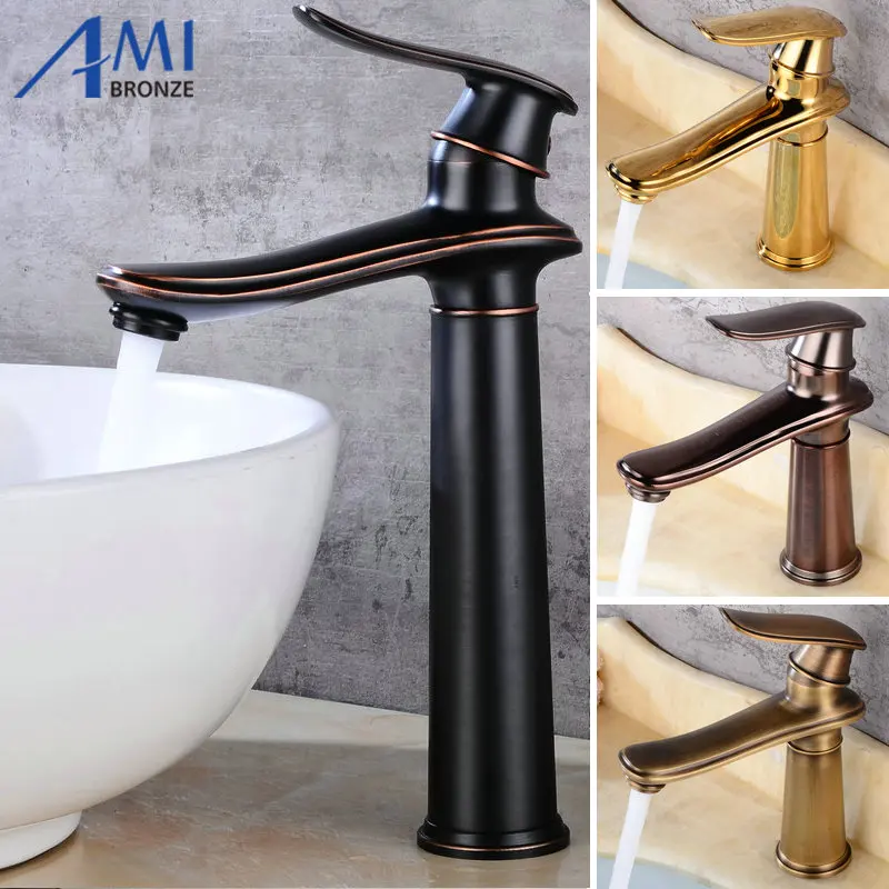 Смеситель для раковины Amibronz 8886S латунный кран горячей и холодной воды