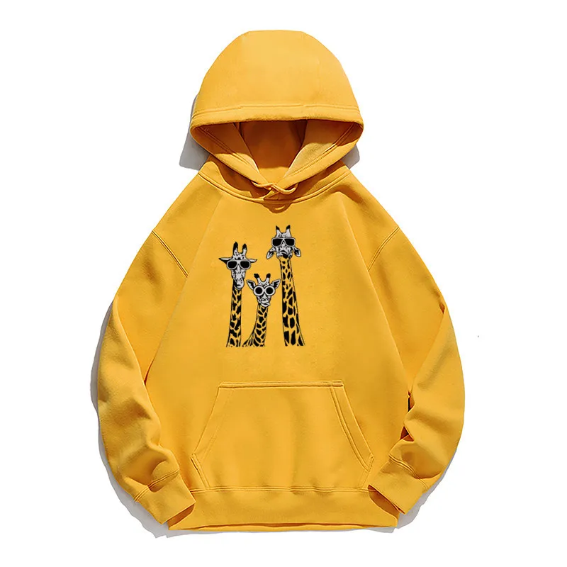 

Women Hoodie giraffe Family Printed Hoodies Women Fleece Long Sleeve Loose Sweatshirt with Hat Girls Pullovers Winter