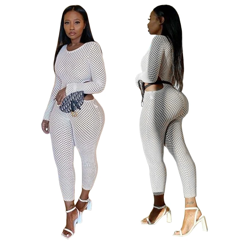 

2020 corset blue mesh one stack ladies set sexy 2 piece joggers pants jumpsuits