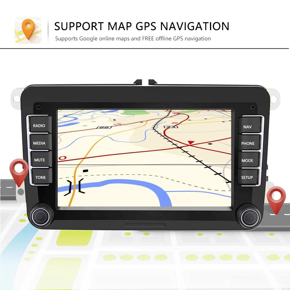Podofo 7 &quotHD 2Din Android автомобильное радио GPS Wifi Bluetooth мультимедийный плеер Аудио