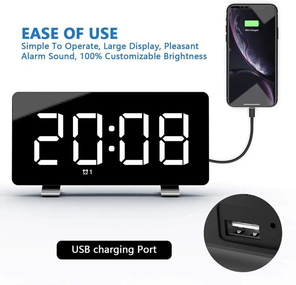 Большие цифровые настольные часы светодиодный многофонный музыкальный стол
