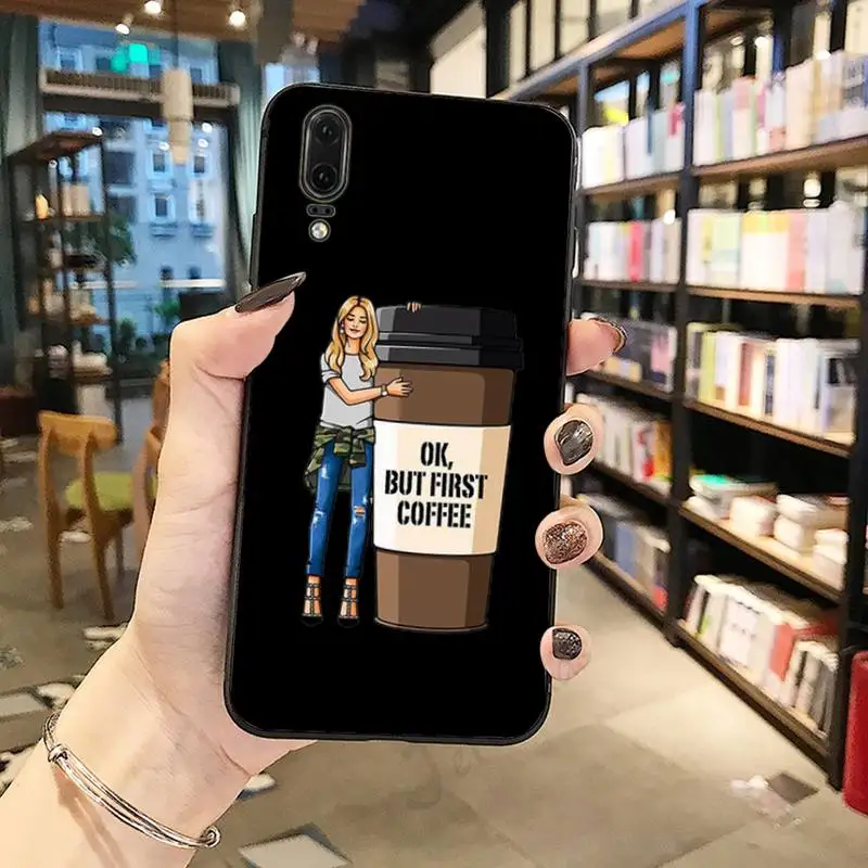 

Vogue Princess Girls coffee Phone Case For Huawei honor Mate P 10 20 30 40 Pro 10i 9 10 20 8 x Lite