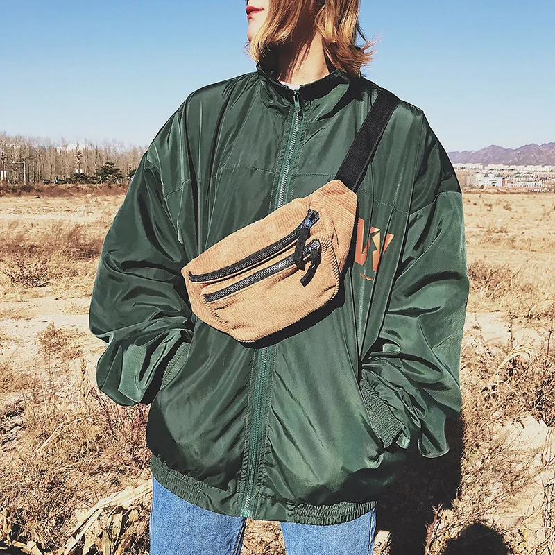 Летняя уличная парусиновая поясная сумка унисекс на молнии нагрудная