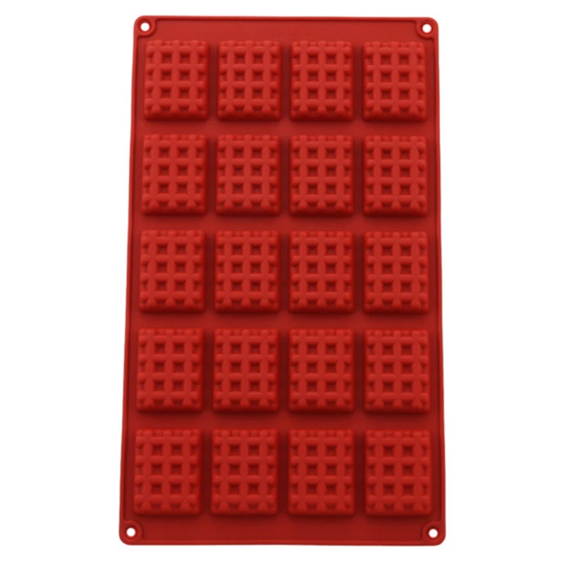 

Brown 20 Hole Silicone DIY Chocolate Waffle Biscuit Mold Ice Lattice Cake Making Accessories Baking Tools