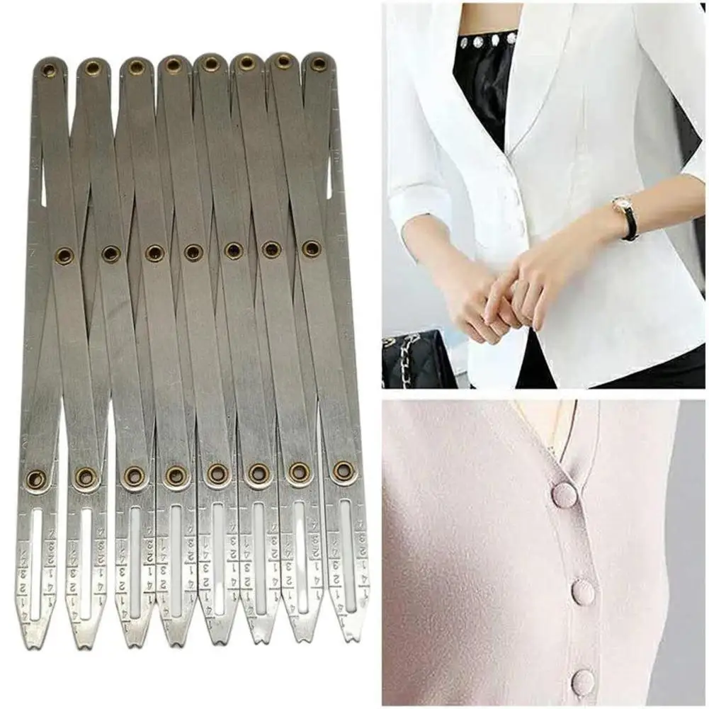 

Expanding Sewing Gauge Metal Button Locator 8 Heads Telescopic Limit Ruler Sewing Accessories Equal Divider Curtain Making Tools