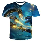 Футболка мужская с рисунком дракона, модный топ с 3d-рисунком животного, Повседневная рубашка с круглым вырезом, уличная одежда, большие размеры, на лето