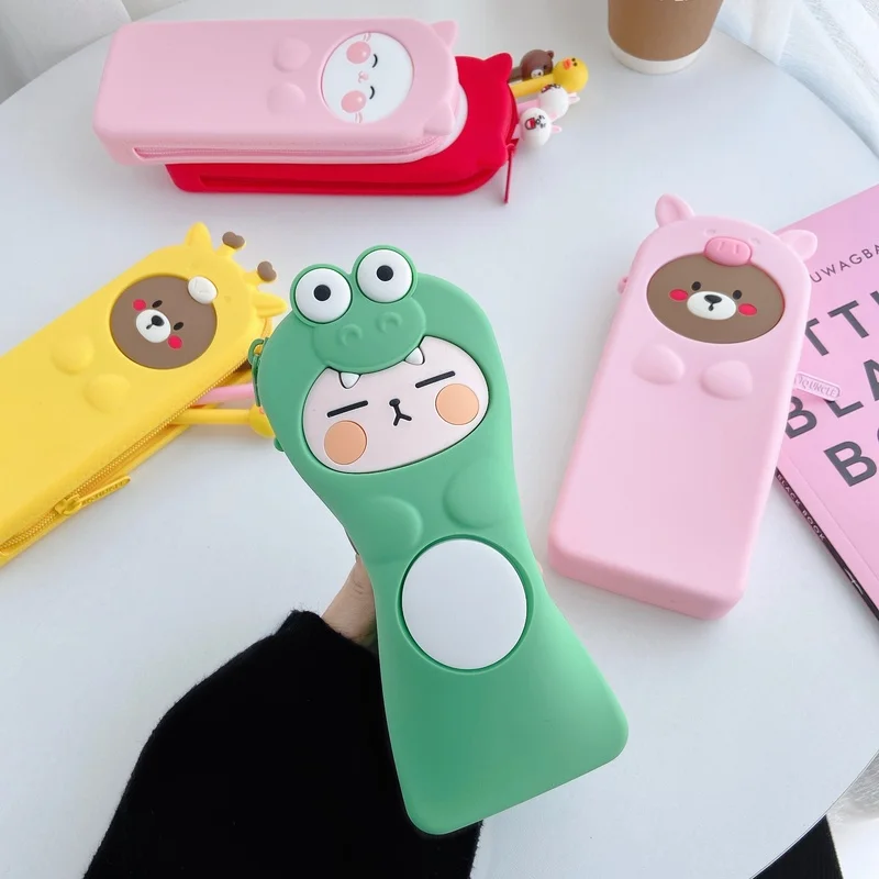 Большая косметичка забавный медведь искусственная для карандашей Пеналы сумки