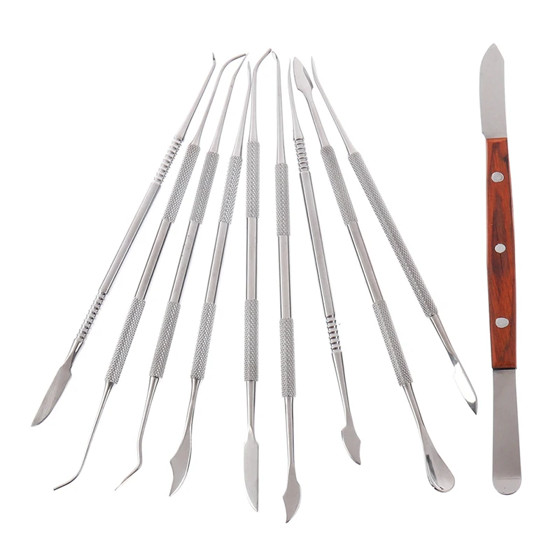 

10pcs Dental Mirror Stainless Steel Dental Dentist Prepared Tool Set Probe Tooth Care Kit Instrument Tweezer Hoe Sickle Scaler