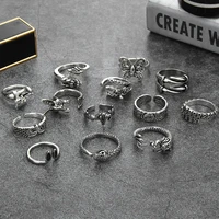 dragon snake rings silver color metal punk open adjustable ring animal exaggerated finger ring for women men party jewelry gift