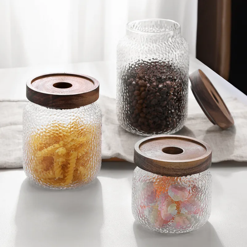 Hammer Grain Glass Jar - 500Ml -1Pcs