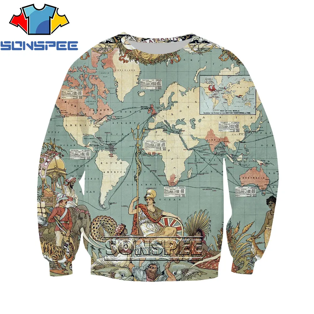 

SONSPEE New Anime 3D Print Astro World World Map Sweatershirt Men Sports Tops Women Long-sleeved Shirts Fashion Oversize Street