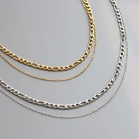 2021 vintage chokers jewelry couple 18k gold plated double necklaces for women stainless steel mens chain on neck silver color