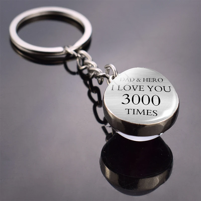 

Car Keychain I Love You 3000 Times Glass Round Ball Keychain Father and Daughter Gifts Jewelry