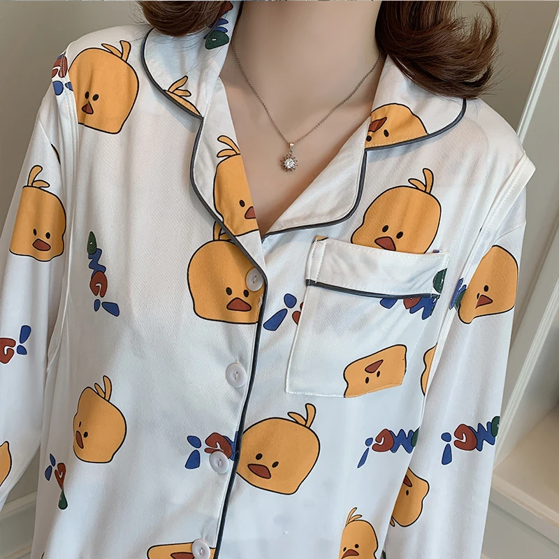 Милый мультфильм размера плюс пижамы для беременных женщин с длинным рукавом Хлопок пижамный комплект осенняя одежда для сна Материнство Домашняя одежда костюм