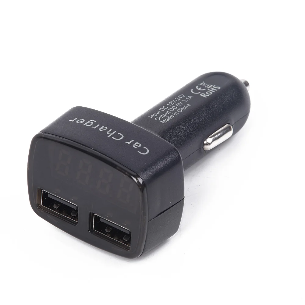 

Автомобильное зарядное устройство с двумя USB-портами и светодиодным дисплеем