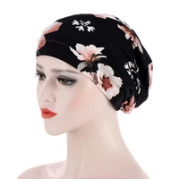 new style muslim print flower headwrap caps satin inner night sleep turban hat headwear for women hair cover accessories