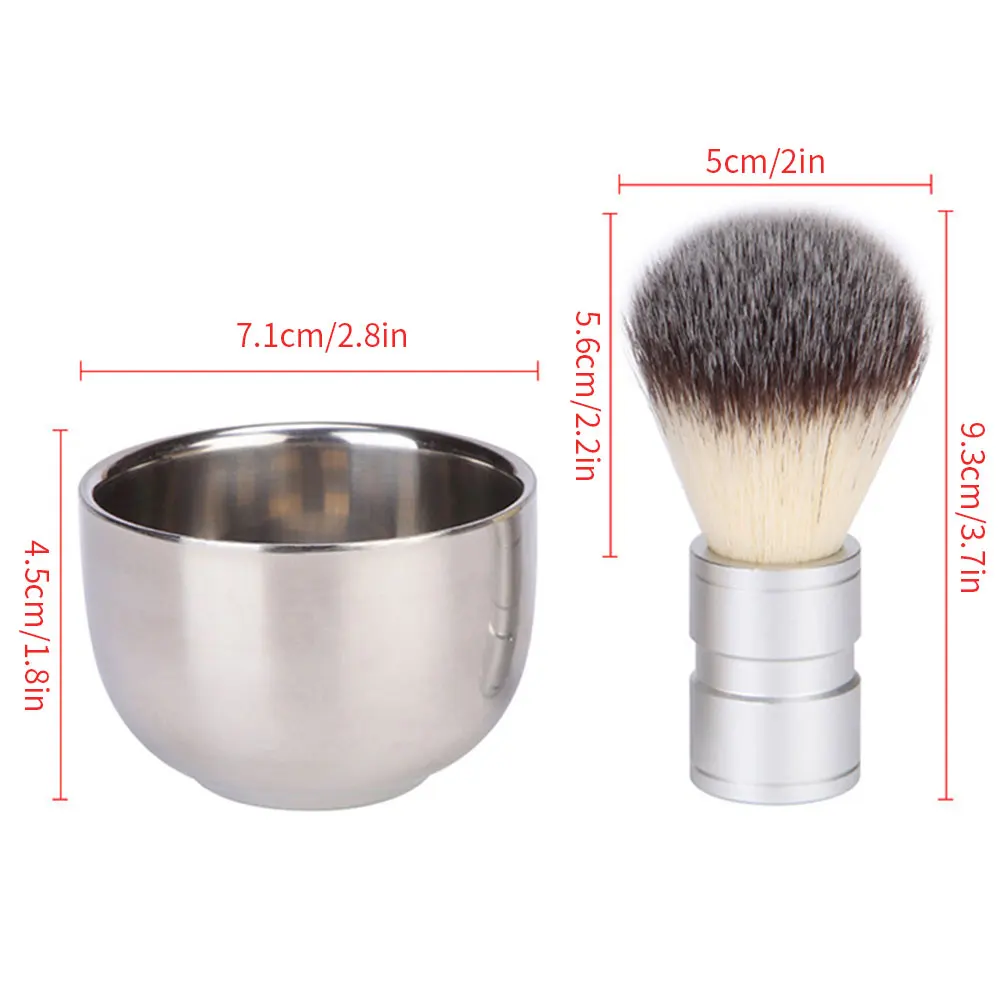 

Men'S Wet Shaving Stainless Steel Resin Plastic Mug Bowl 3 Layer Shave Tool Soap Bowl Kit Gift Shaving Set Bobble Bowl Brush