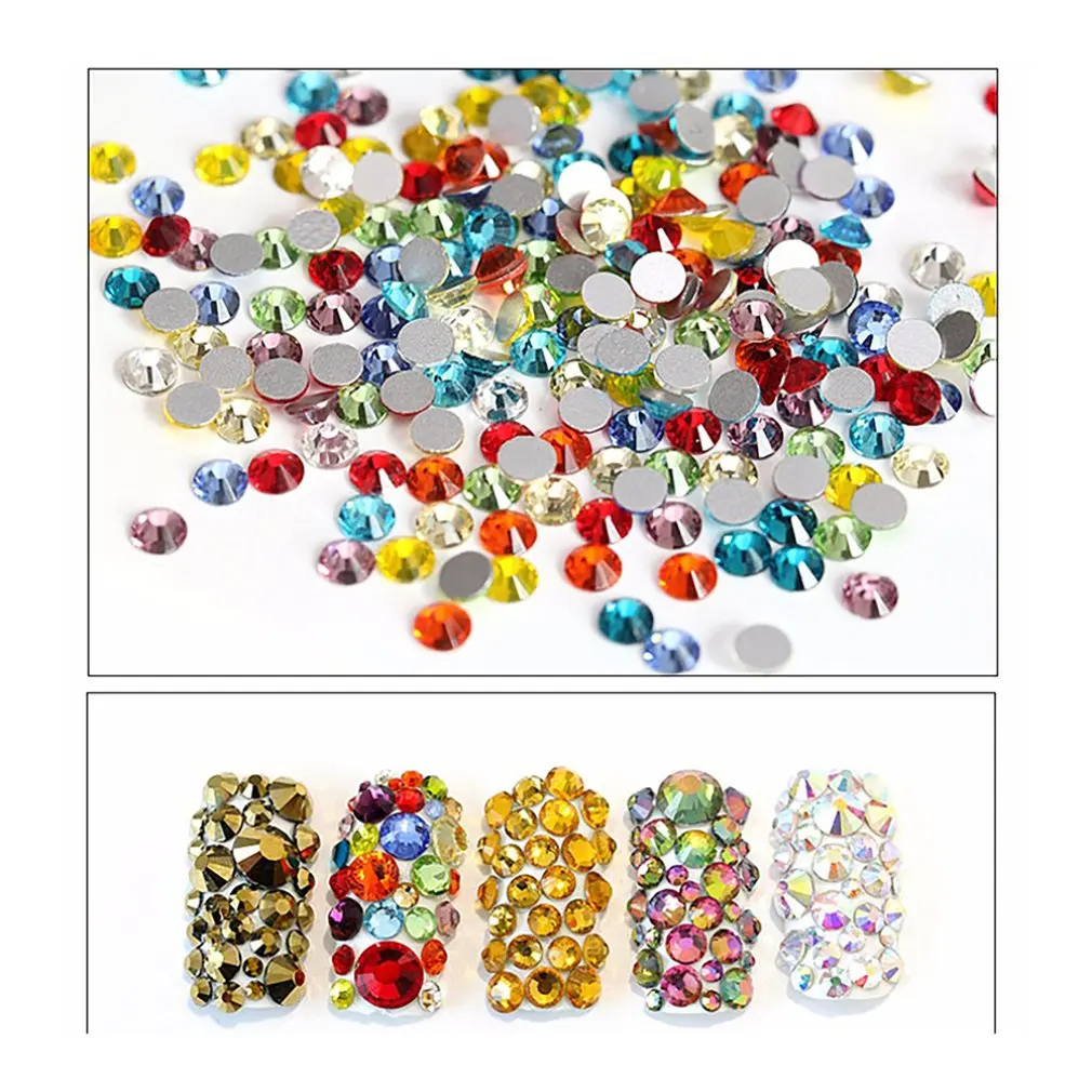 Плоское дно дрель для ногтей Цвет стекло с украшением в виде кристаллов Круглый