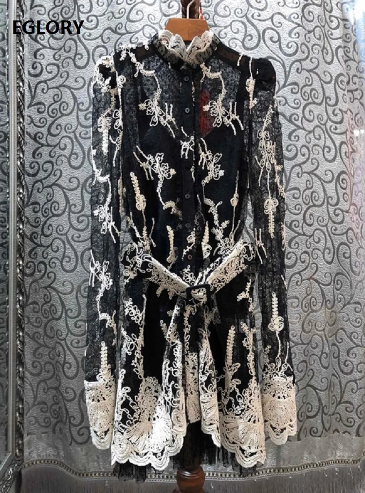 Женское кружевное платье с рюшами винтажное праздничное длинным рукавом