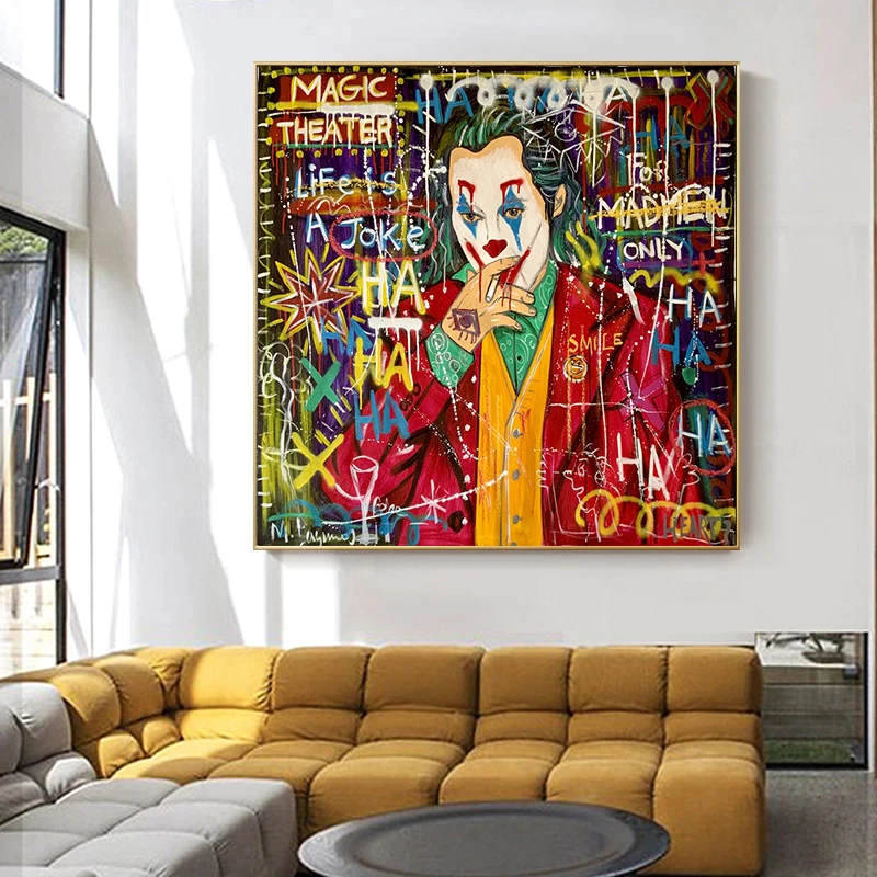 

Street Graffiti Painting the Clown Jack Art Canvas Painting Oil Painting Poster Morden Wall art Picture in Livingroom Decor Home