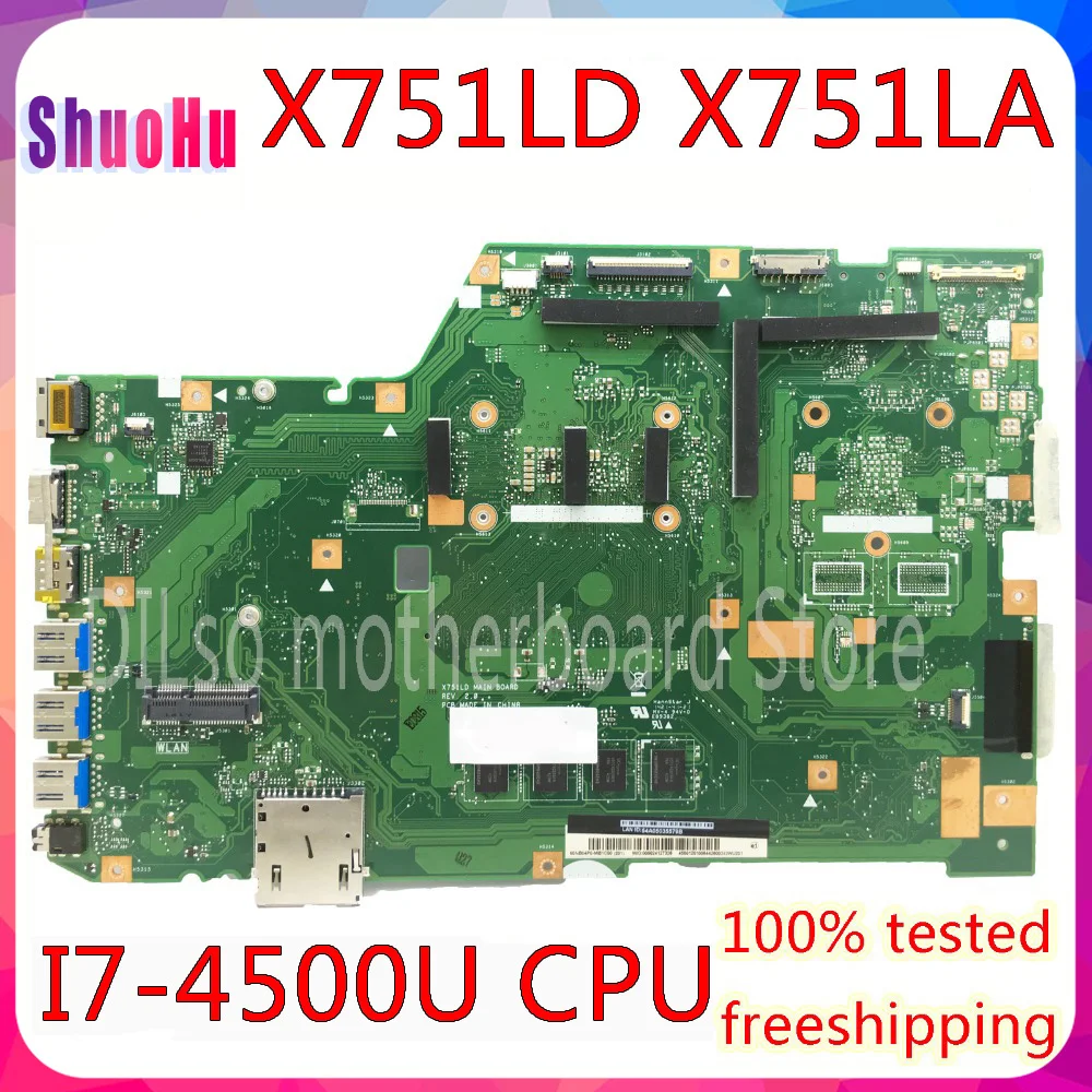 Материнская плата KEFU X751LA для ASUS X751LAB X751LD оригинальная материнская ноутбука I7-4500U