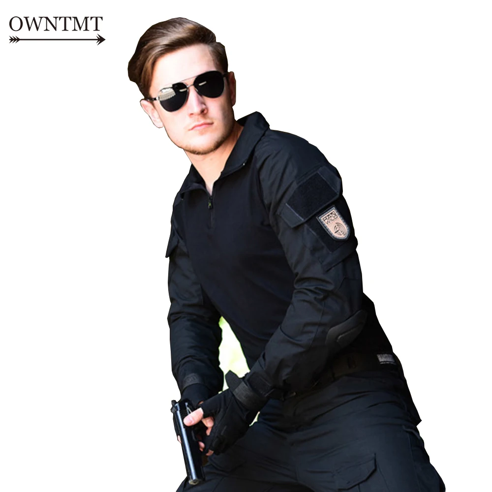 Для мужчин армейская тактическая футболка SWAT Солдат военный камуфляжные рубашки