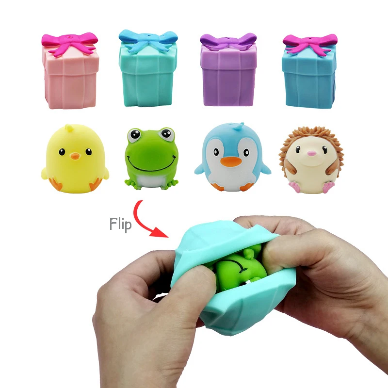 

New Fidget Toys Flip Gift Box Cute Pet Pinch Animal Silicone Toy Expression Emotional Antistress Decompression To Adult Kid Toy